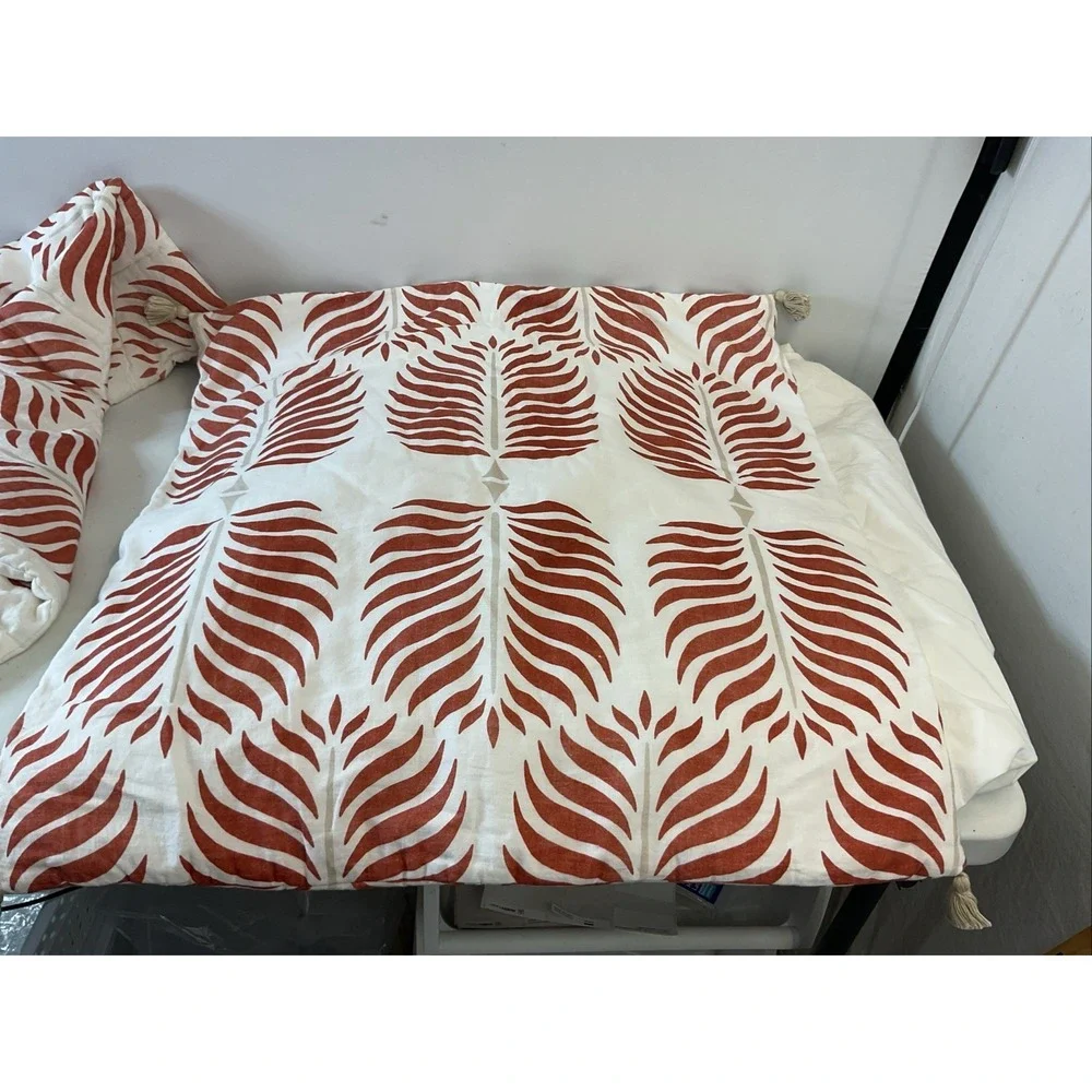 SERENA & LILY 4-PC QUEEN BEDDING BUNDLE Rust Orange Granada Euro hotel Duvet